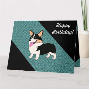 Cartão Funny Happy Birthday Tricolor Corgi