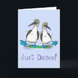 Cartão Funny, happy blue footed boobies birthday cartoon<br><div class="desc">Funny,  happy blue footed boobies are dancing in fun cartoon style. Booby seabirds are cool and will make that special day!</div>