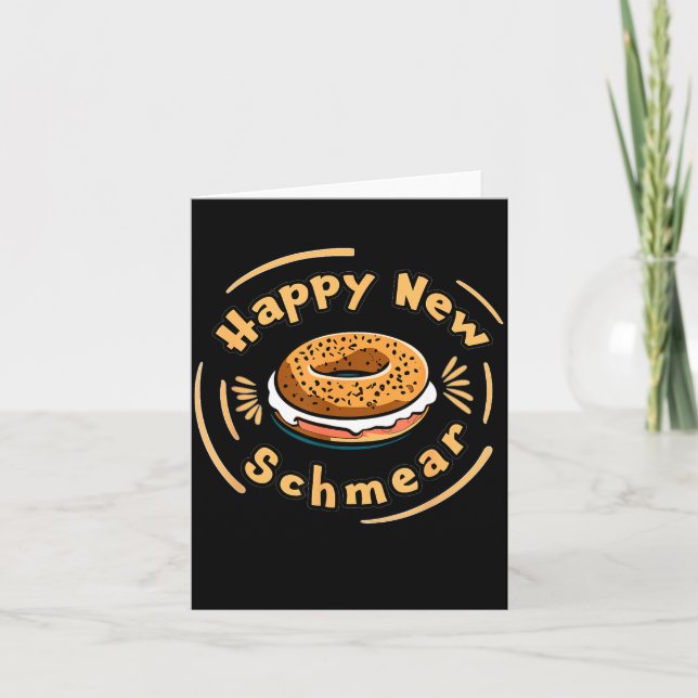 Cartão Funny Happy New Year Bagel &amp; Schmear Jewish Br (Frente)