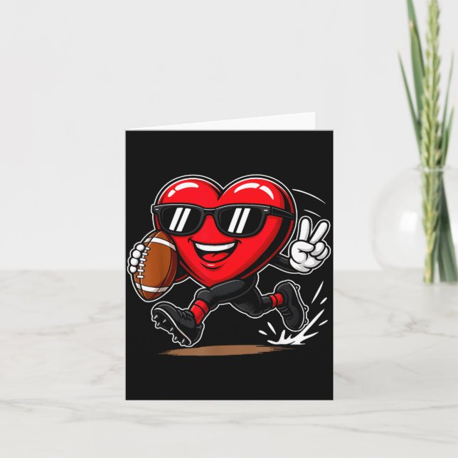 Cartão Funny Heart Playing Football Srts Lover Valentine  (Frente)