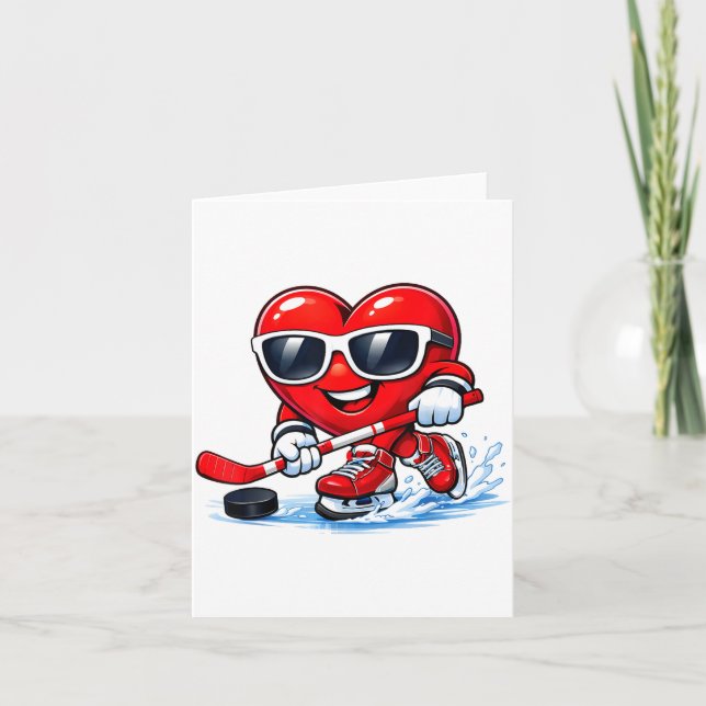 Cartão Funny Heart Playing Hockey Apparel  (Frente)