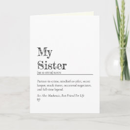 Cartão Funny Heartfelt Sister Definition Encouragement