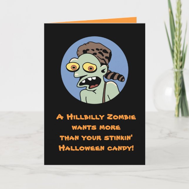 Cartão Funny Hillbilly Zombie Halloween Card (Frente)