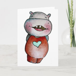 Cartão Funny Hippo Greeting Card