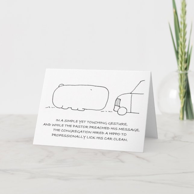 Cartão Funny Hippo Pastor Appreciation Greeting Card (Frente)