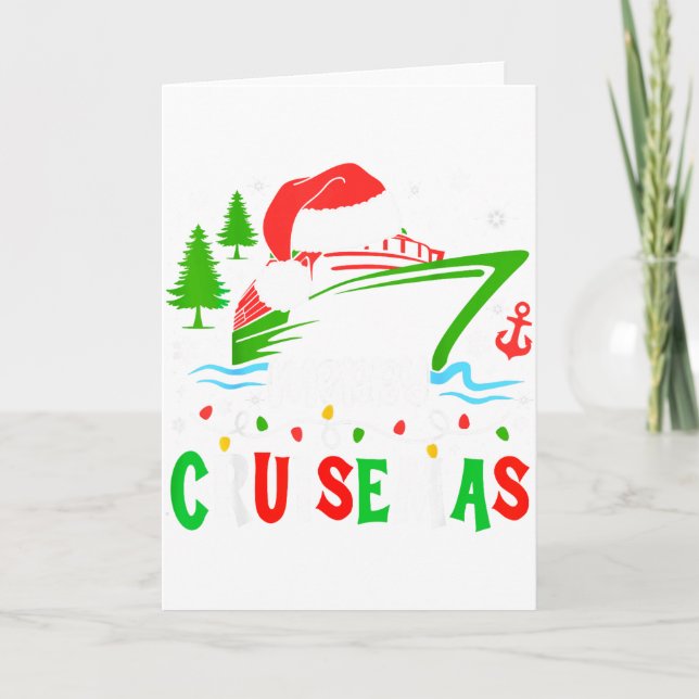 Cartão Funny Holiday Cruising Trip Xmas Lights Matching V (Frente)