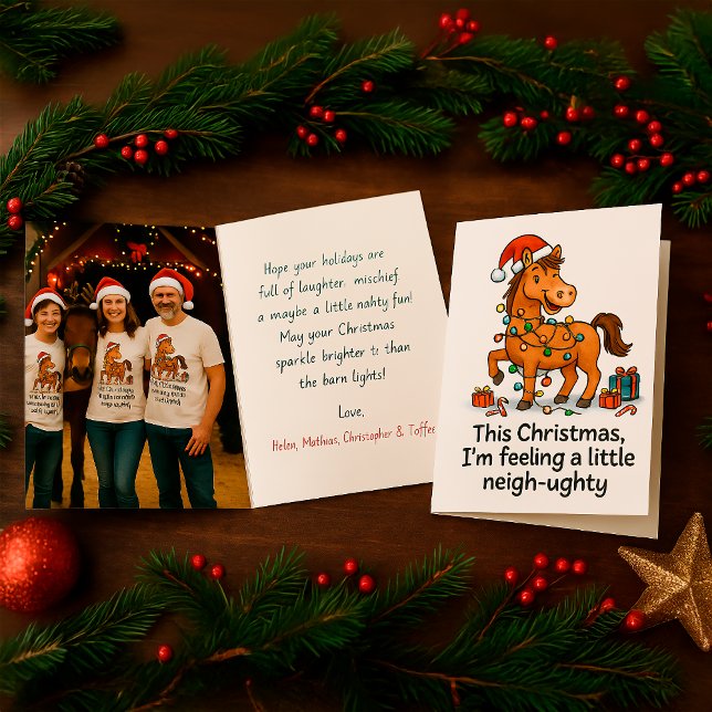 Cartão Funny Horse Greeting for Equestrians & Animal Love (Criador carregado)