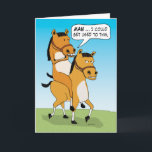 Cartão Funny Horse Riding Horse Birthday<br><div class="desc">This cute and funny cartoon birthday card features a lazy horse riding a perturbed horse. Let someone know you want them to enjoy the ride!
Thank you for choosing this original design by © Chuck Ingwersen. I’m an independent artist, and I post cartoons every day on Instagram: https://www.instagram.com/captainscratchy</div>