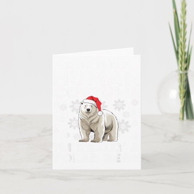 Cartão Funny Human Costume Lar Bear Christmas Lights Sant (Frente)