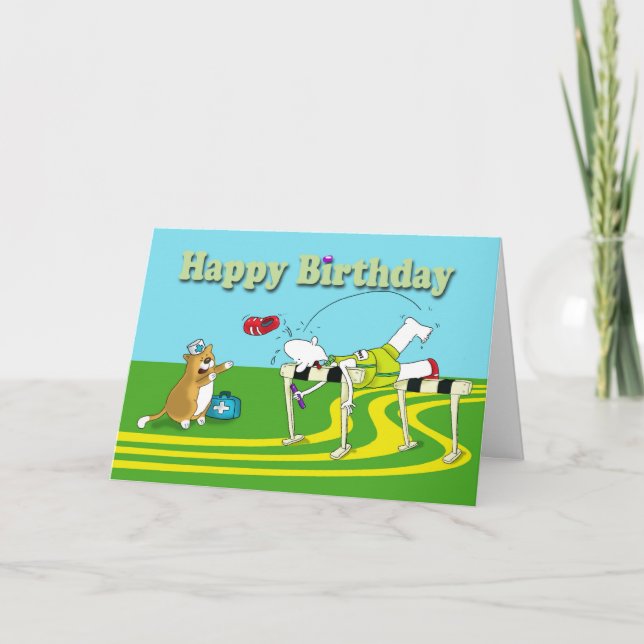 Cartão Funny hurdle Birthday (Frente)