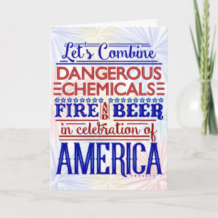 Cartão Funny Independence Day July 4th Beer Fireworks