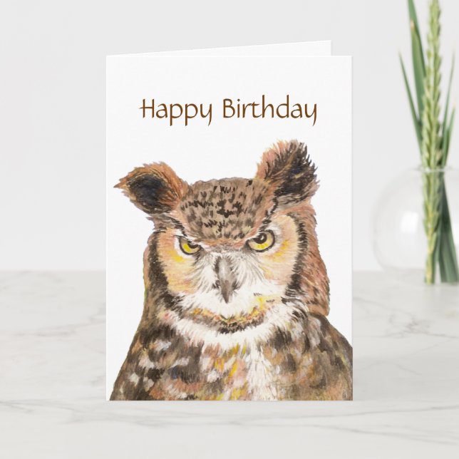 Cartão Funny  Insulting Cute Owl Birthday Card (Frente)