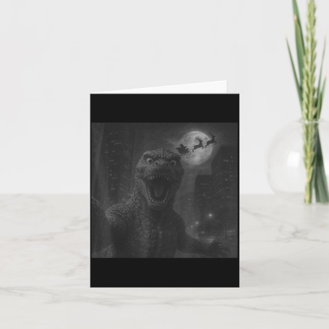 Cartão Funny Japanese Kaiju Selfie Santa Christmas Men Bo (Frente)