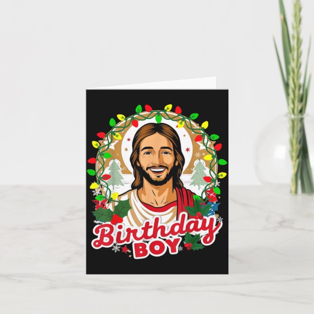 Cartão Funny Jesus Birthday Boy Christmas Xmas Holiday Ug (Frente)