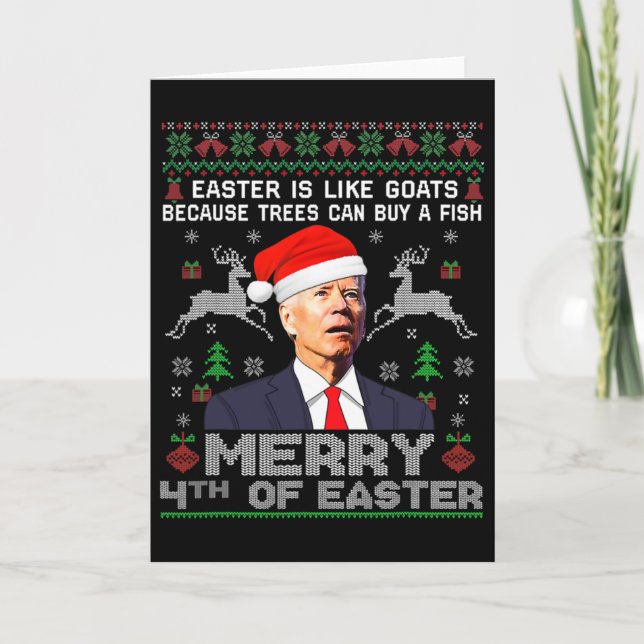Cartão Funny Joe Biden Christmas Santa Hat Merry 4th Of E (Frente)
