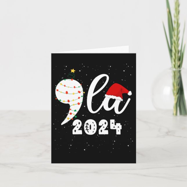 Cartão Funny Kamala Harris 2024 Comma La Christmas (Frente)