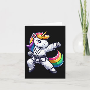 Cartão Funny Karate Unicorn Atleta Black Belt Meninas