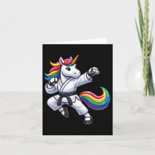 Cartão Funny Karate Unicorn Black Belt Atletas Meninas