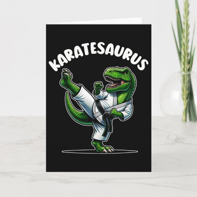 Cartão Funny Karatesaurus Dinossauro T Rex Em Karate Gi B (Frente)