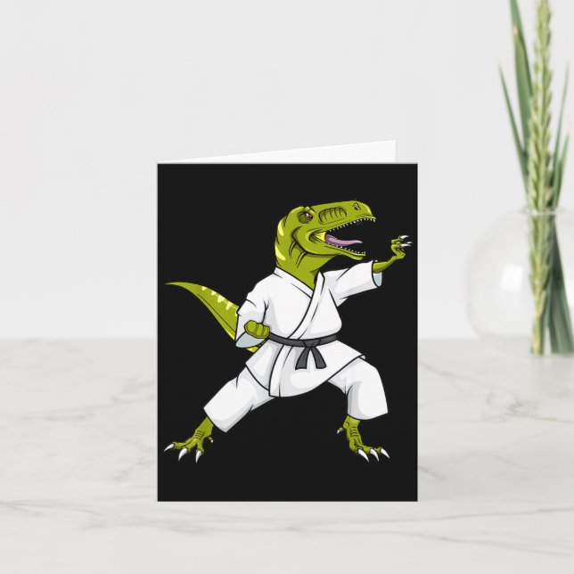 Cartão Funny Karatesaurus T-rex Dinosaur Karate Samurai D (Frente)