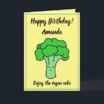 Cartão Funny Kawaii Yellow Vegan Broccoli Birthday<br><div class="desc">Funny Kawaii Yellow Vegan Broccoli Birthday, a cute and funny design for anyone looking for some vegan designs to offer on someone's special day. If you're looking for some funny birthday cards for vegans, vegan themed birthday cards, vegetable birthday cards or broccoli birthday cards. The design features a cute smiling...</div>