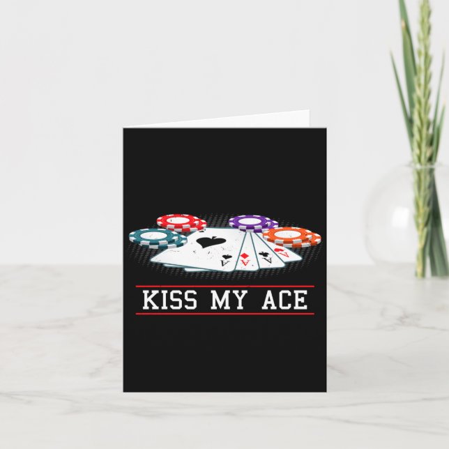 Cartão Funny Kiss My Ace Casino Ker _ Men &amp; Women Lon (Frente)