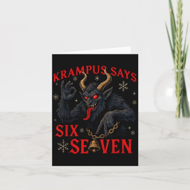 Cartão Funny Krampus Says Six Seven 6 7 Meme Christmas Xm (Frente)