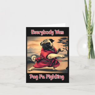 Cartão Funny Kung Fu Pug Cute Karate Pug Humoroso Cachorr