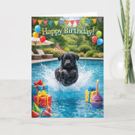 Cartão Funny Labrador puppy pool splash