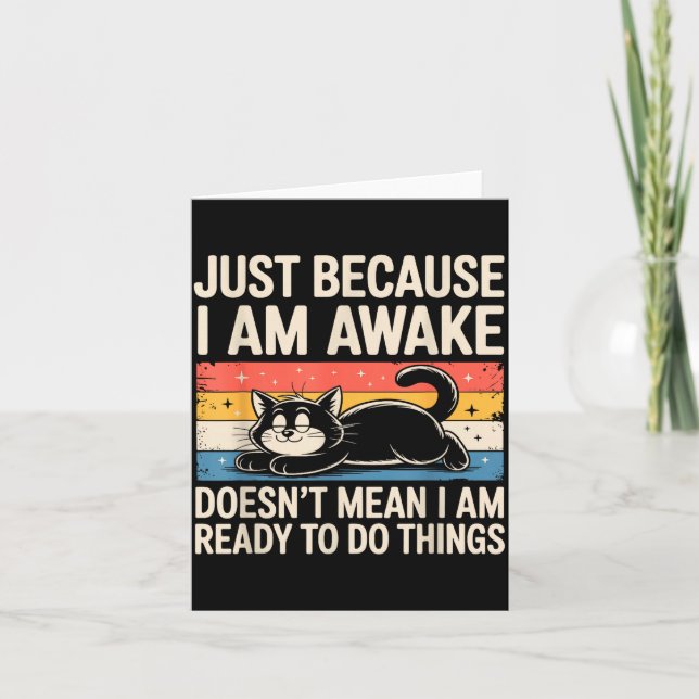 Cartão Funny Lazy Cat Meme Weird Stuff Lover Men Women Bo (Frente)