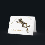 Cartão Funny Leap Year Birthday, Vintage Frog<br><div class="desc">A vintage frog having some flies decorates the cover of this Leap Year birthday greeting card. Funny verse inside.</div>