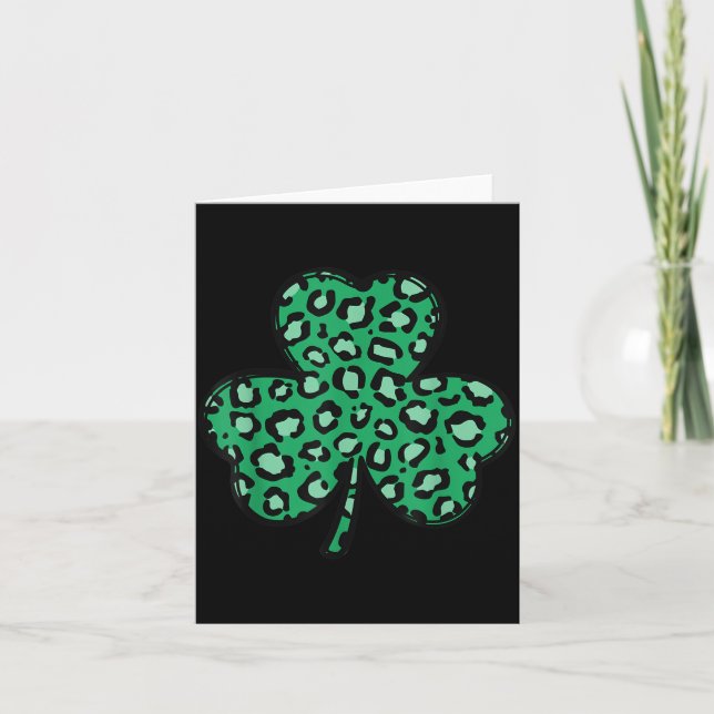 Cartão Funny Leopard Print Shamrock St. Patrick's Day Gif (Frente)