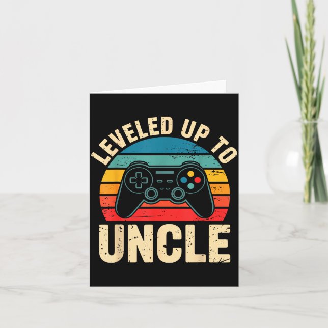 Cartão Funny Leveled Up To Uncle Video Gamers Gaming Cute (Frente)