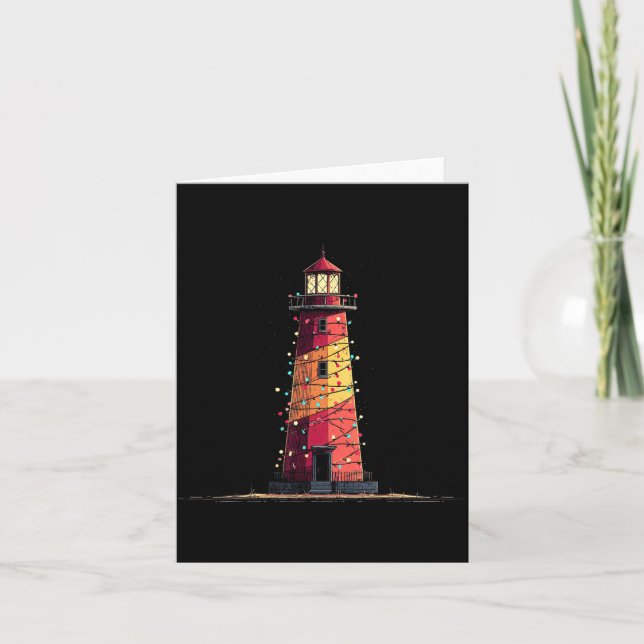 Cartão Funny Lighthouse Christmas Graphics Lights Lover  (Frente)