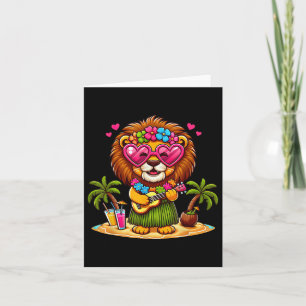 Cartão Funny Lion Hawaiian Costume Kids Summer Vacation L