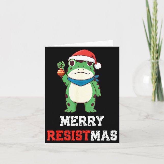 Cartão Funny Litical Frog Christmas Merry Resistmas 2025  (Frente)