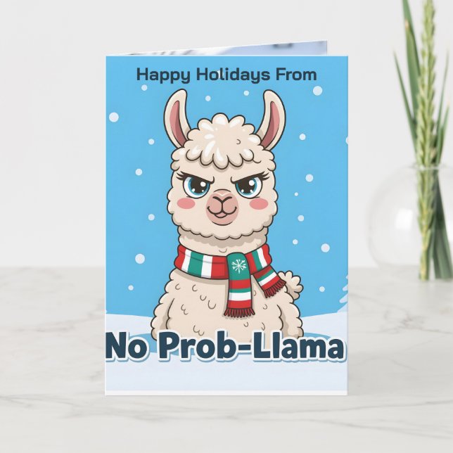 Cartão Funny Llama No Prob-Llama Photo Christmas (Frente)