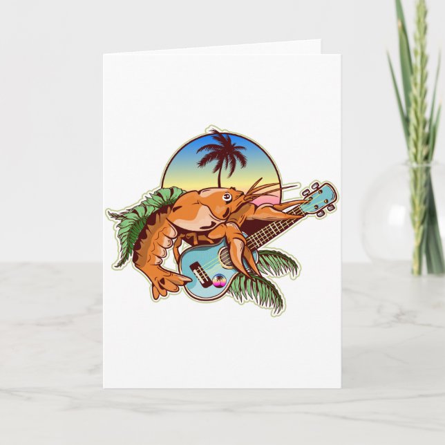 Cartão funny lobster playing a ukulele (Frente)