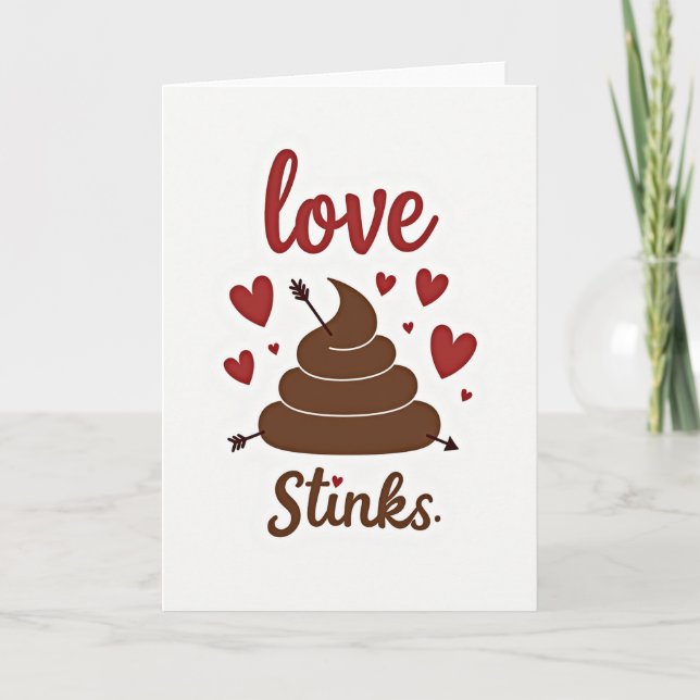 Cartão Funny Love Stinks Poop Card (Frente)