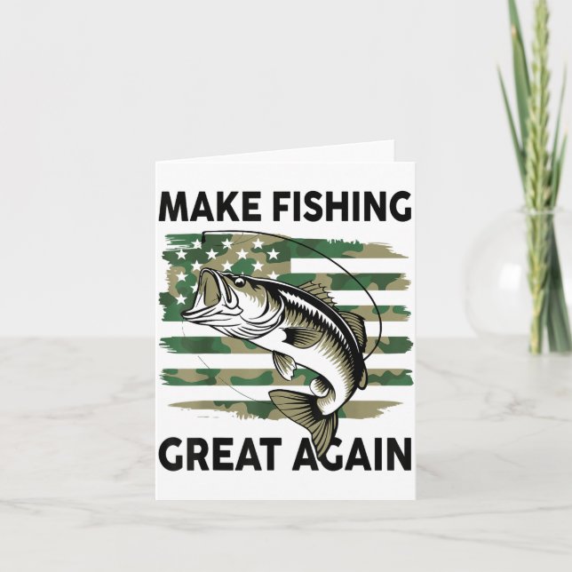 Cartão Funny Make Fishing Great Again Camo B Fish America (Frente)