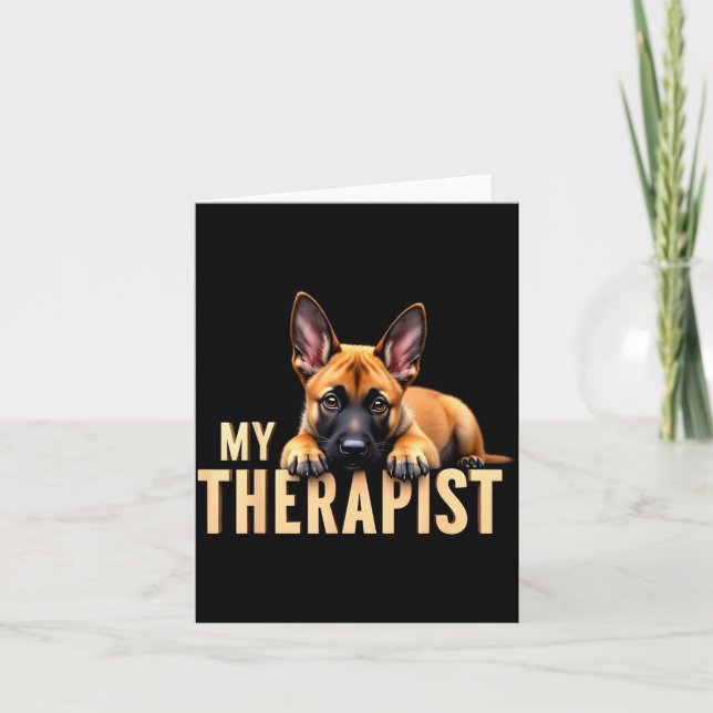 Cartão Funny Malinois Puppy My Therast Belgian Shepherd D (Frente)