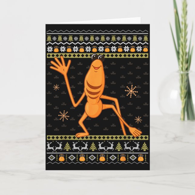 Cartão Funny Marcus The Worm Ugly Christmas Sweaters Robe (Frente)
