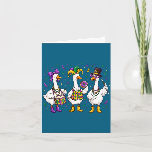 Cartão Funny Mardi Gras Carnival Silly Goose Mask Louisia (Frente)