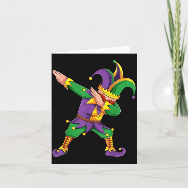 Cartão Funny Mardi Gras Outfit Dabbing Jester New Orleans (Frente)