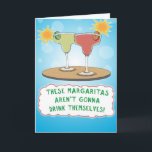 Cartão Funny Margaritas Birthday<br><div class="desc">Aqui está um cartão de aniversário engraçado com um casal de margaritas que não se beberão! Saúde! Obrigados para escolher este design original por © Chuck Ingwersen. Posto cartoons no Instagram: https://www.instagram.com/captainscratchy</div>