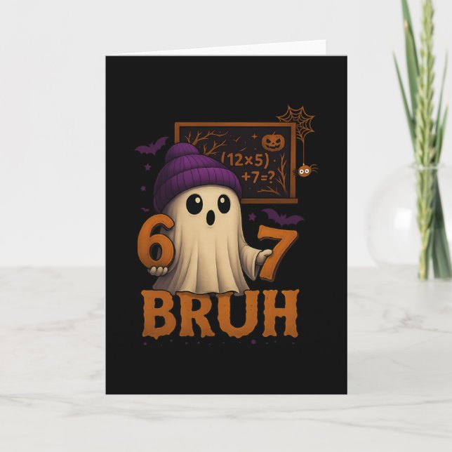 Cartão Funny Math Ghost 67 Bruh Halloween Meme Teacher Eq (Frente)