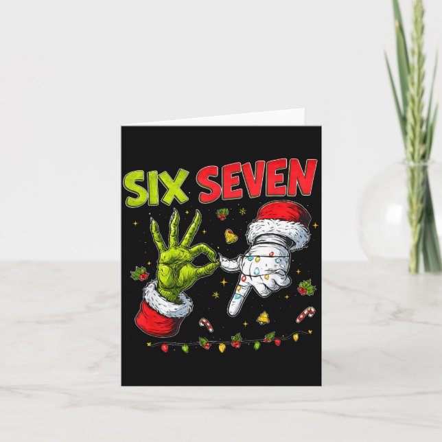 Cartão Funny Mean Guy Christmas Viral 6 7 Six Seven Meme  (Frente)