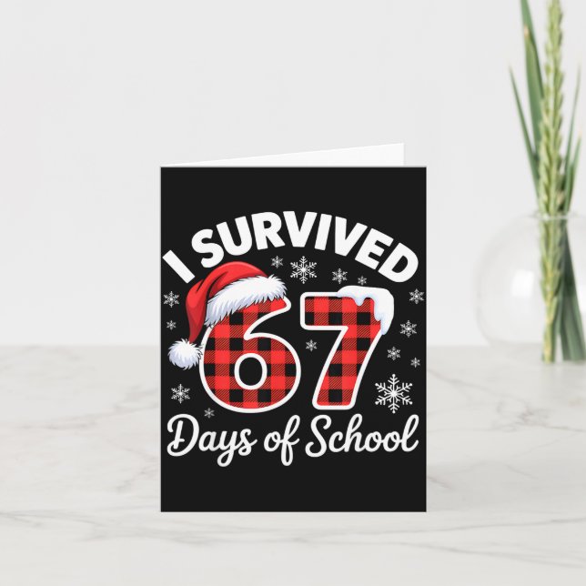 Cartão Funny Meme Six Seven Christmas I Survived 67 Days  (Frente)