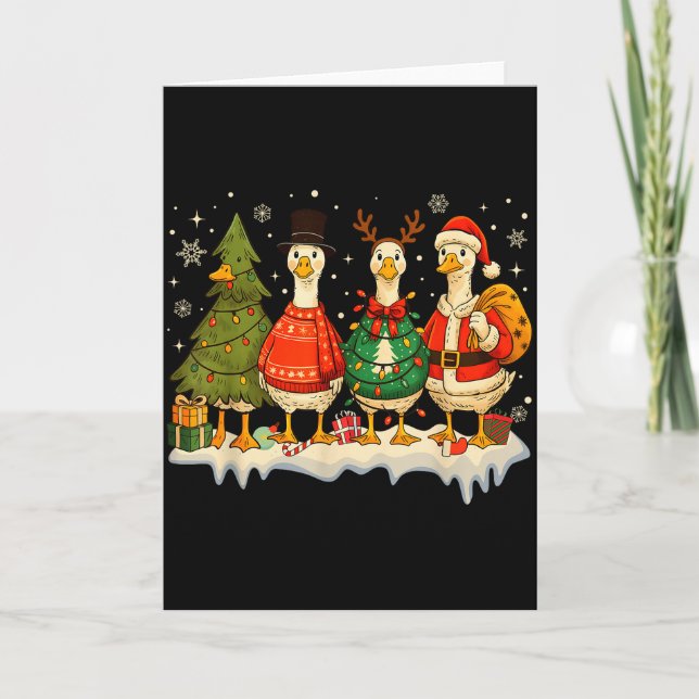 Cartão Funny Merry Goosemas Cute Xmas Goose Lovers Men Wo (Frente)
