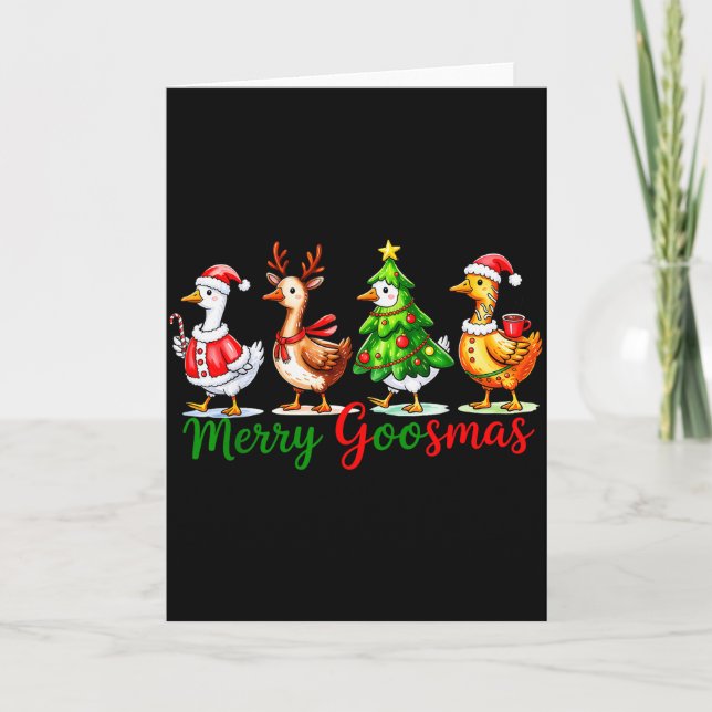 Cartão Funny Merry Goosemas Cute Xmas Goose Lovers Men Wo (Frente)